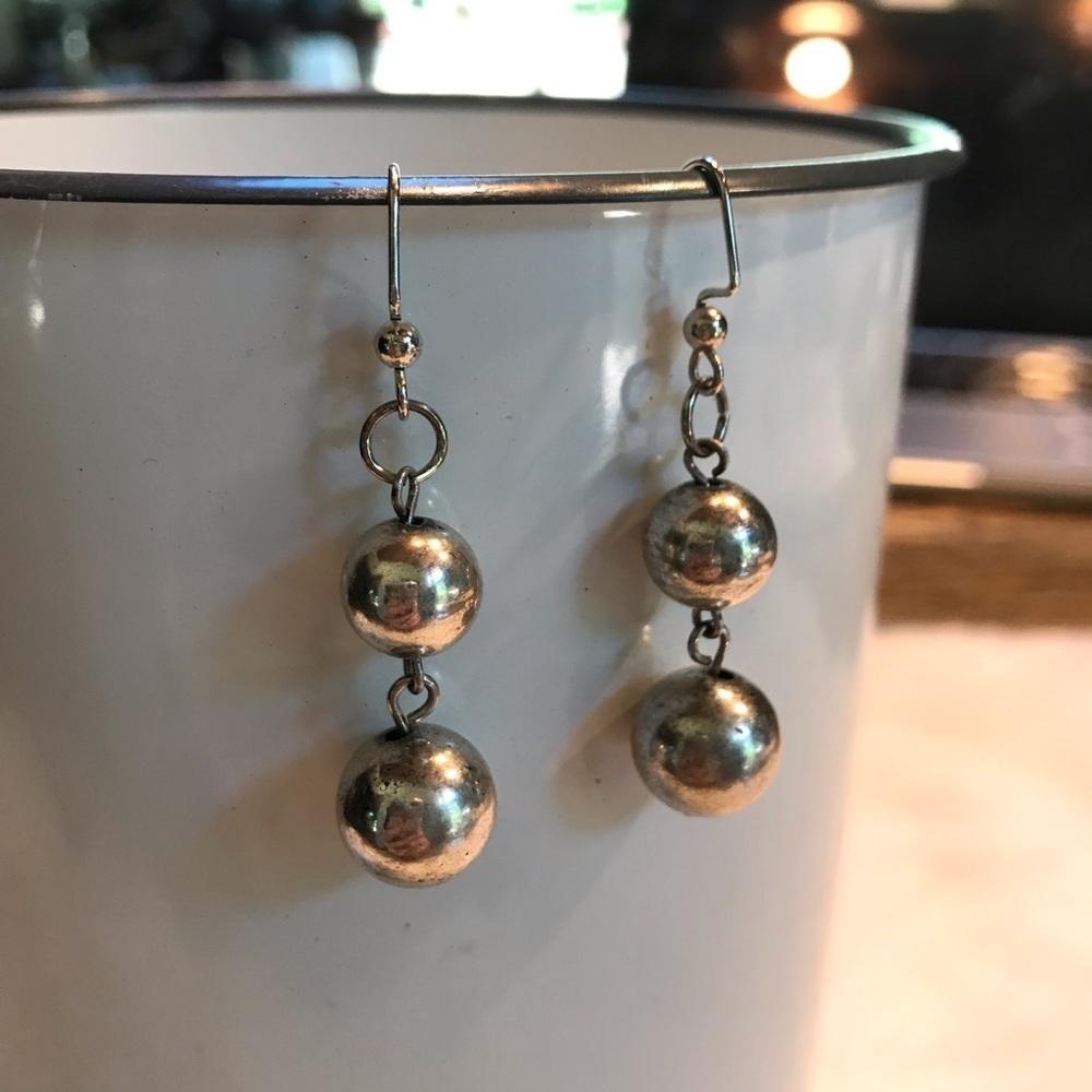 Vintage 1990s Silver Bubble Drop Earrings